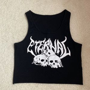 Black graphic cropped tank top. From Yesstyle, size S. Great condition!